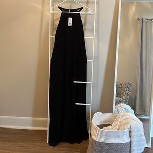 Banana republic black halter wide leg halter jumpsuit